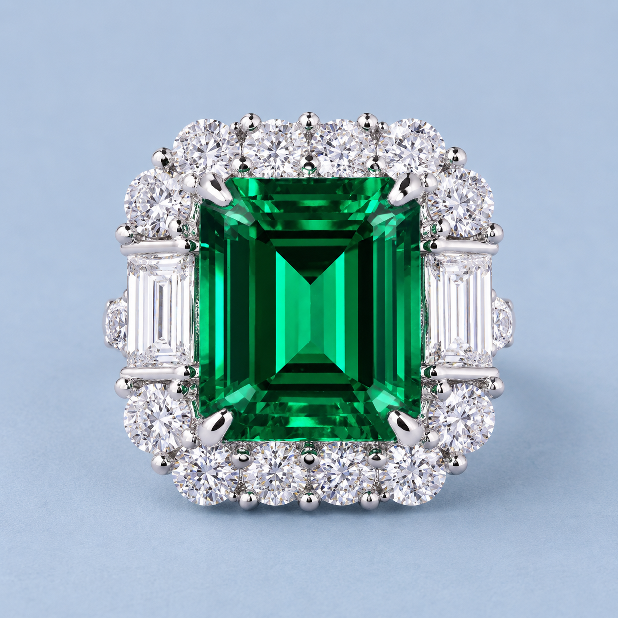 Emerald diamond ring
