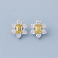 Yellow diamond rectangular flower earring