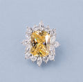 Yellow diamond rectangular ring