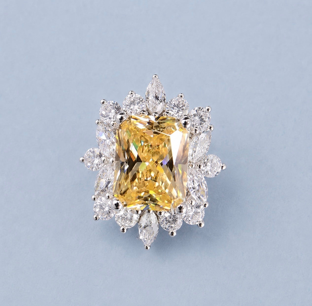 Yellow diamond rectangular ring