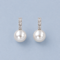 Pearl diamond drop earrings