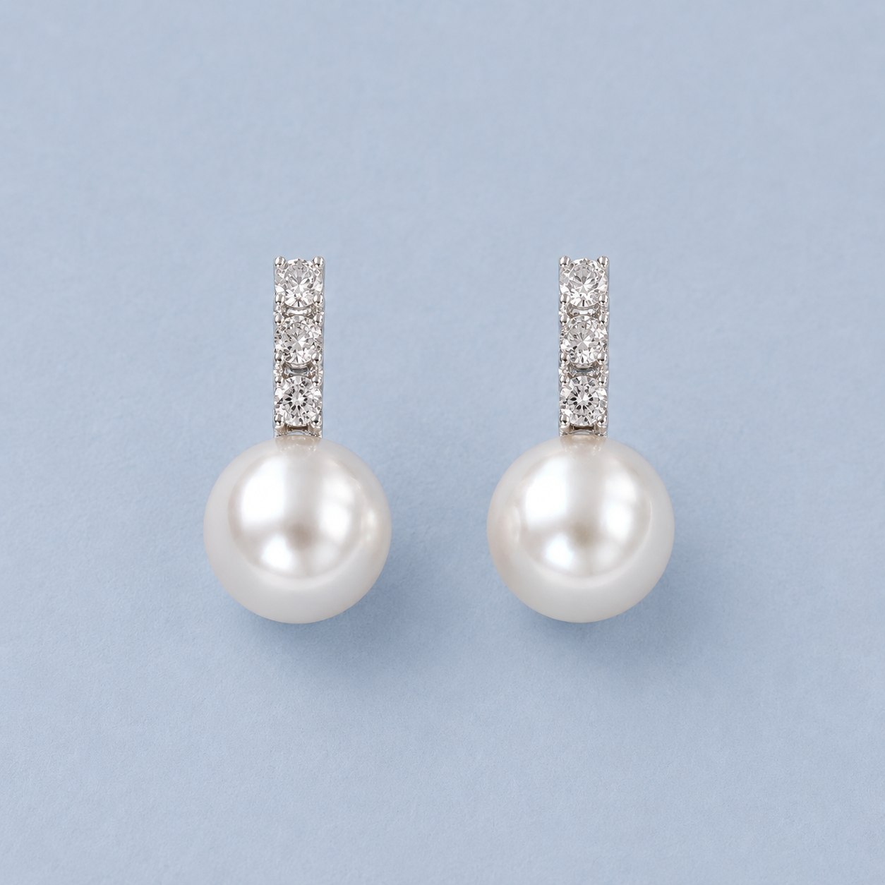 Pearl diamond drop earrings