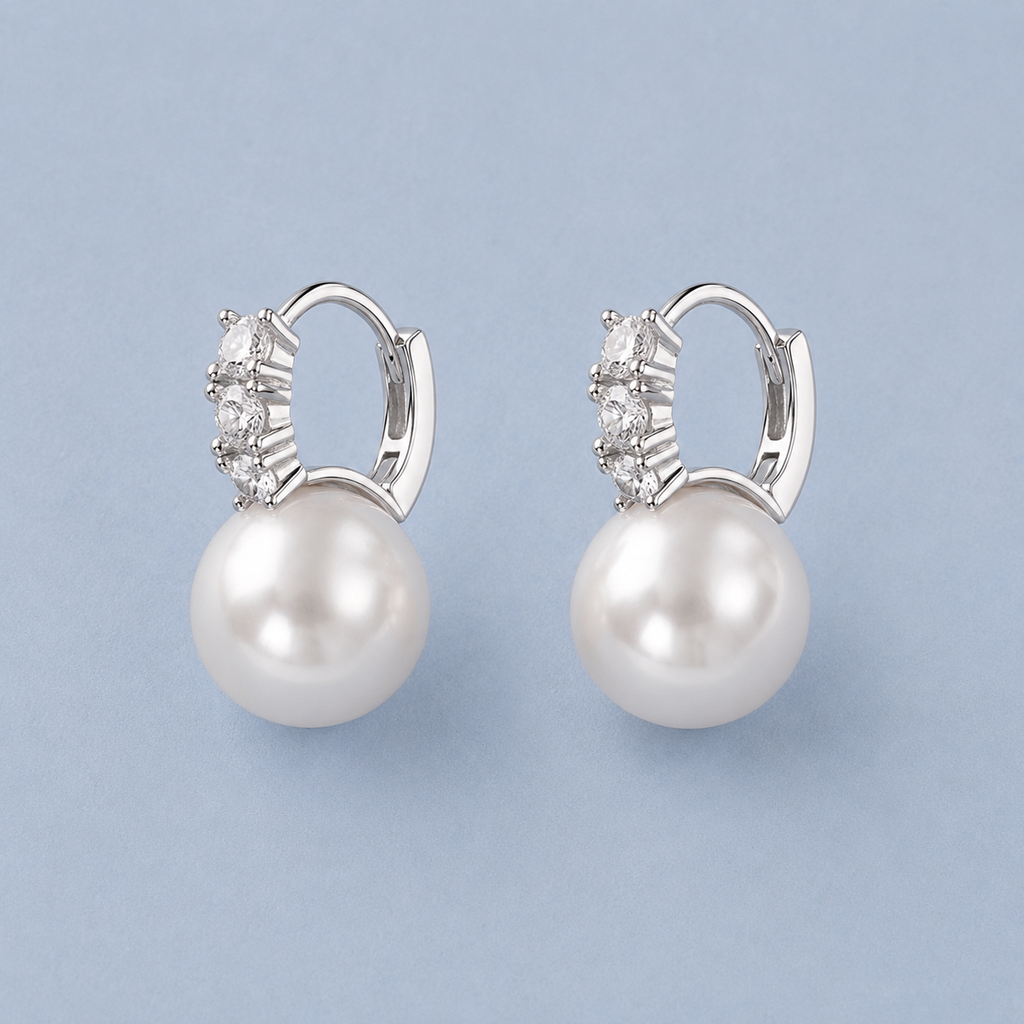 Pearl diamond drop earrings