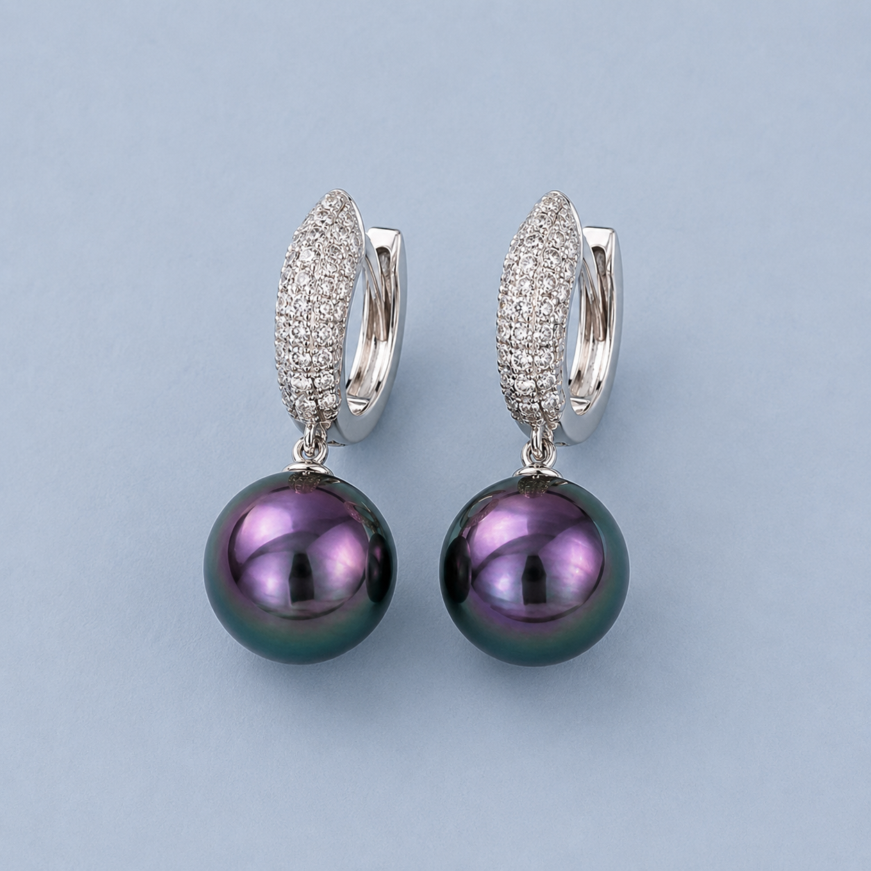 Tahitian peal diamond drop earrings